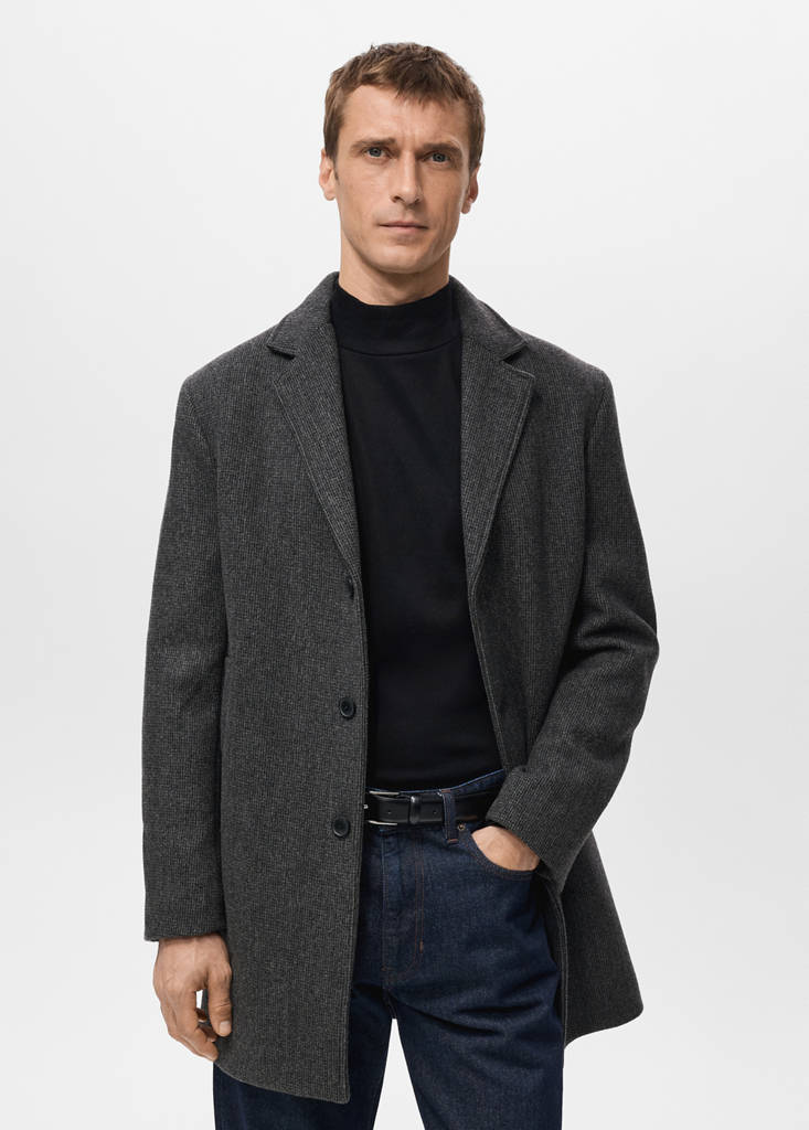 Lightweight recycled wool coat — Dark Heather Grey