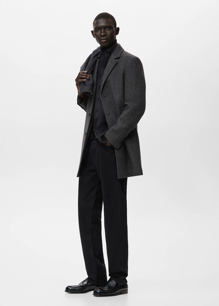 Lightweight recycled wool coat — Dark Heather Grey