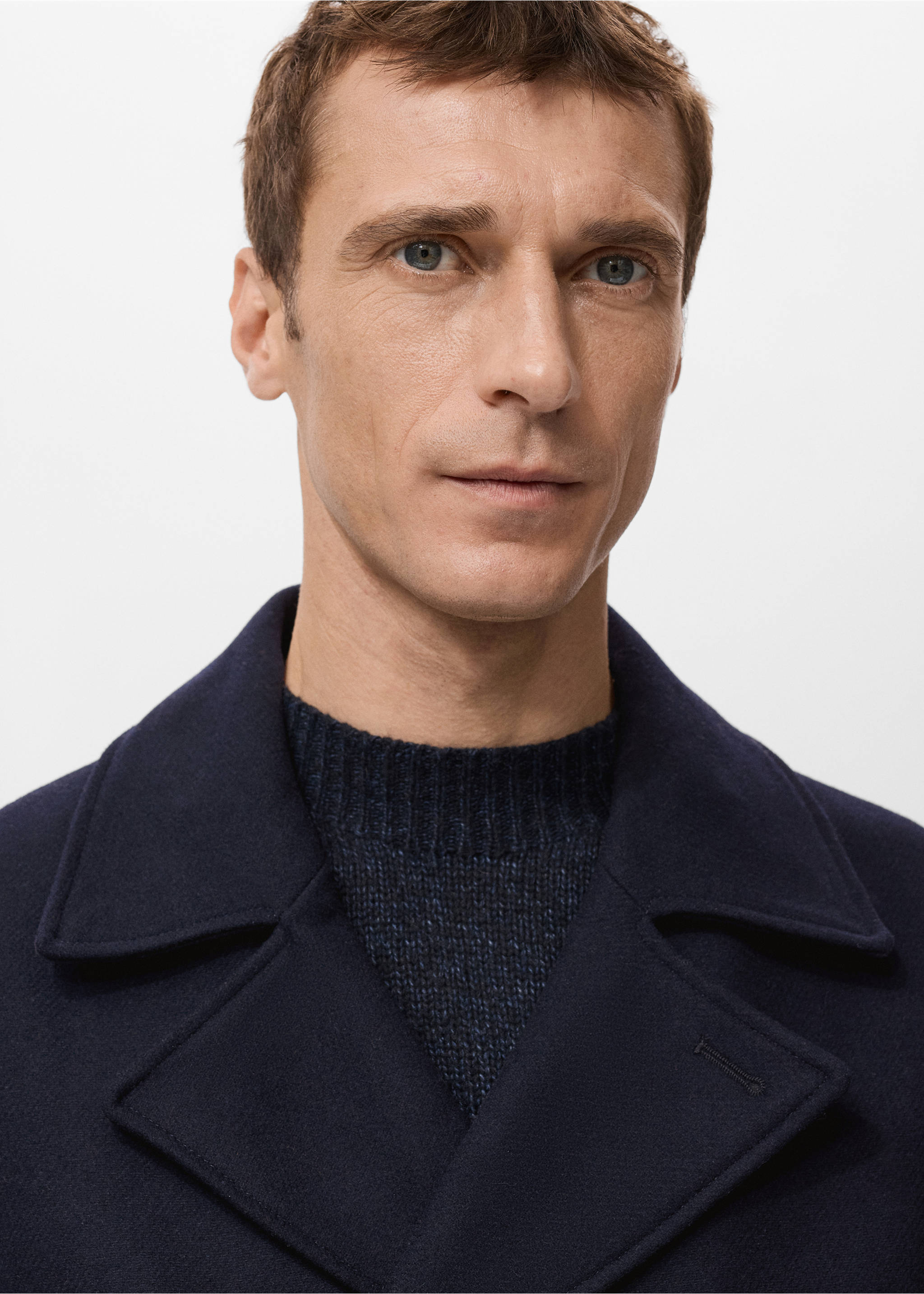 Short double-breasted wool coat - Details of the article 1, Navy. Ref: 27041178-00.