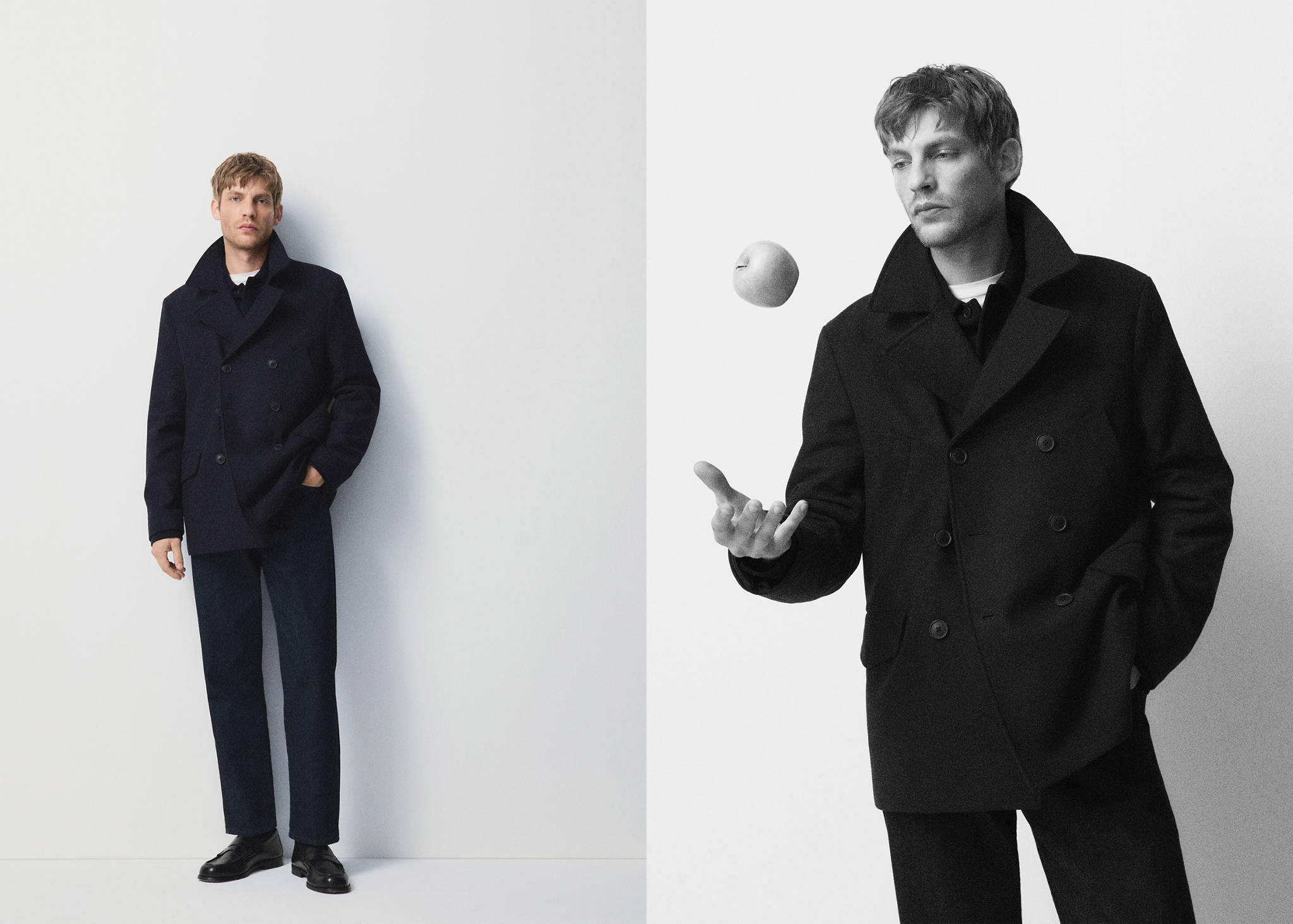 Short double-breasted wool coat - Panoramic plane