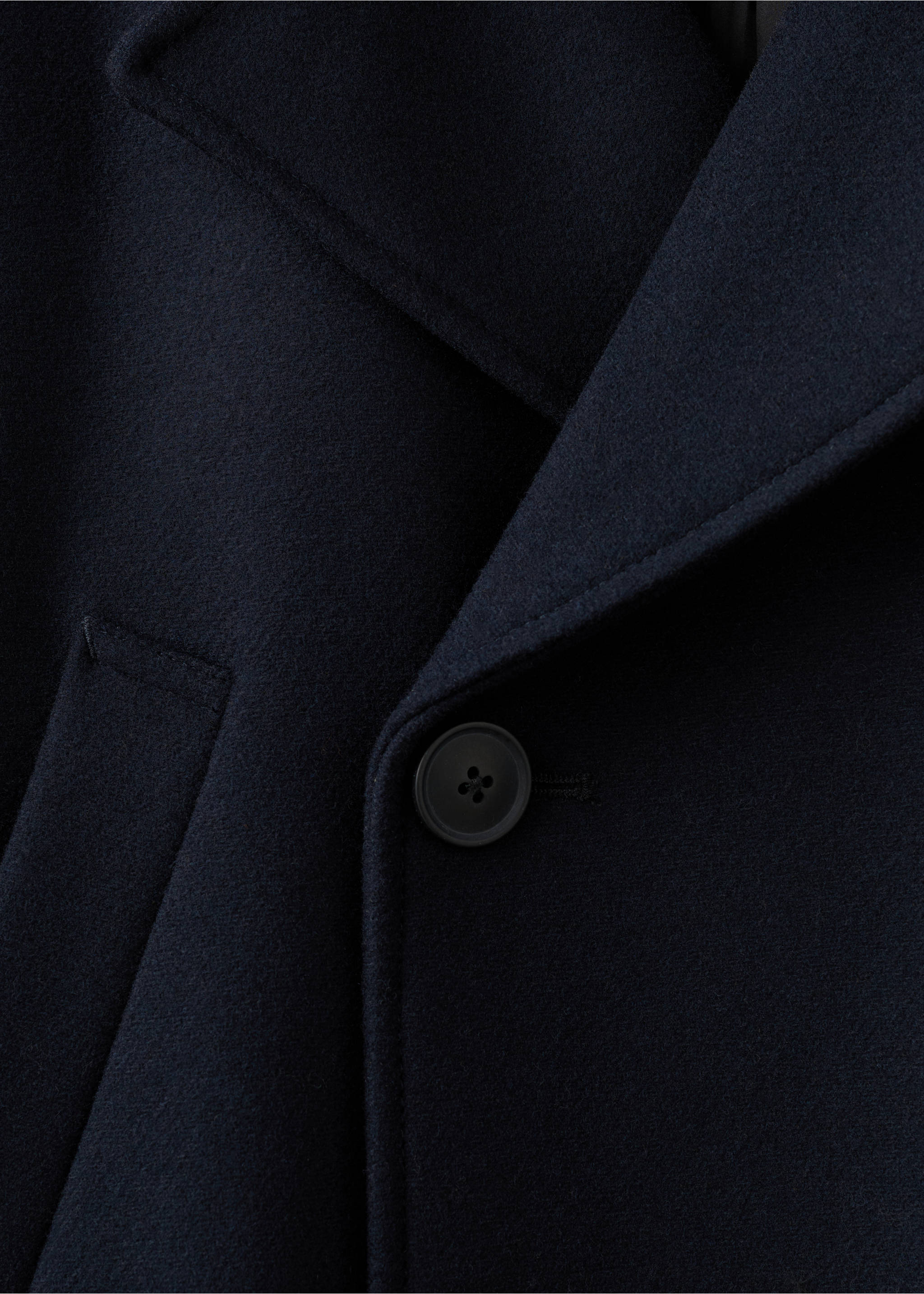 Short double-breasted wool coat - Details of the article 8, Navy. Ref: 27041178-00.