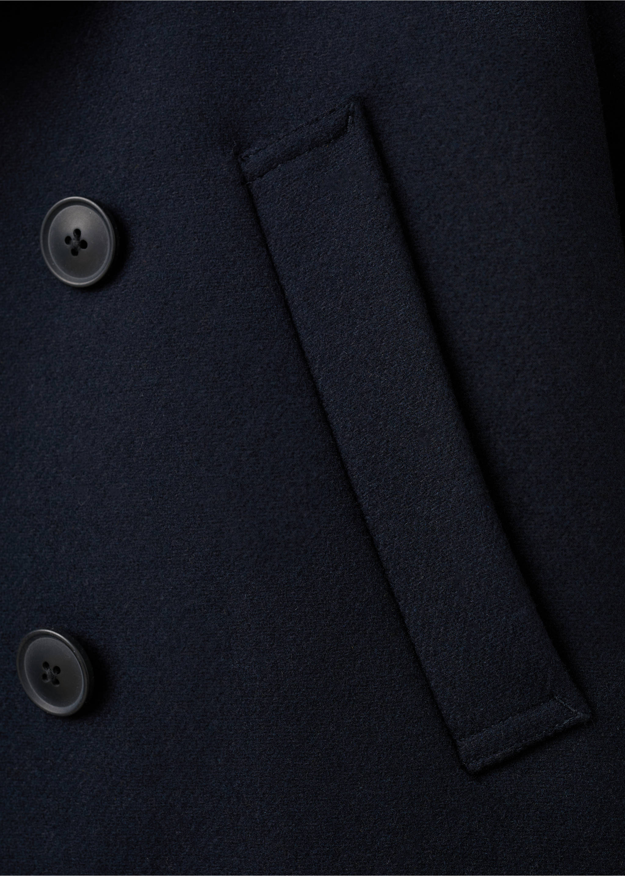 Short double-breasted wool coat - Details of the article 0, Navy. Ref: 27041178-00.
