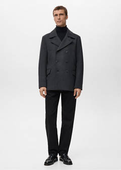 Short double-breasted wool coat — Medium Heather Grey 2