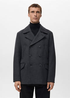 Short double-breasted wool coat — Medium Heather Grey 1