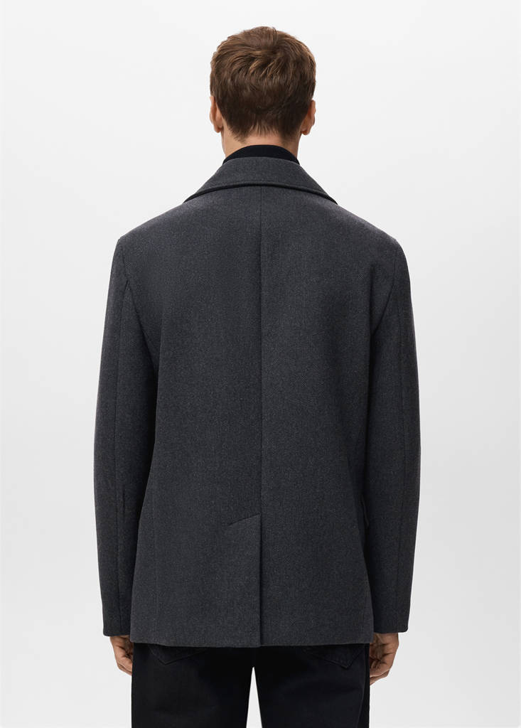 Short double-breasted wool coat — Medium Heather Grey