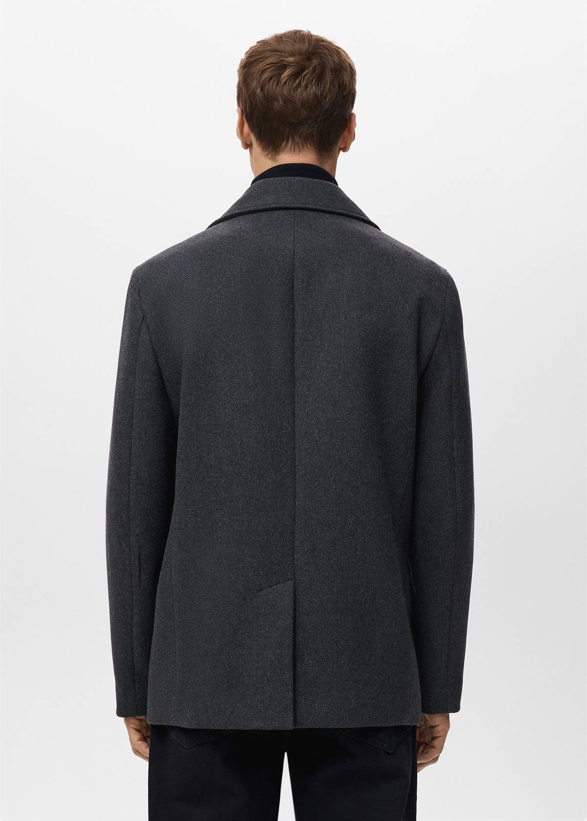 Short double-breasted wool coat — Medium Heather Grey