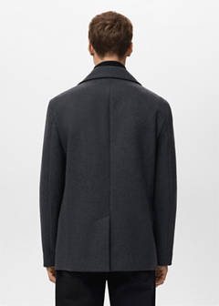 Short double-breasted wool coat — Medium Heather Grey 3