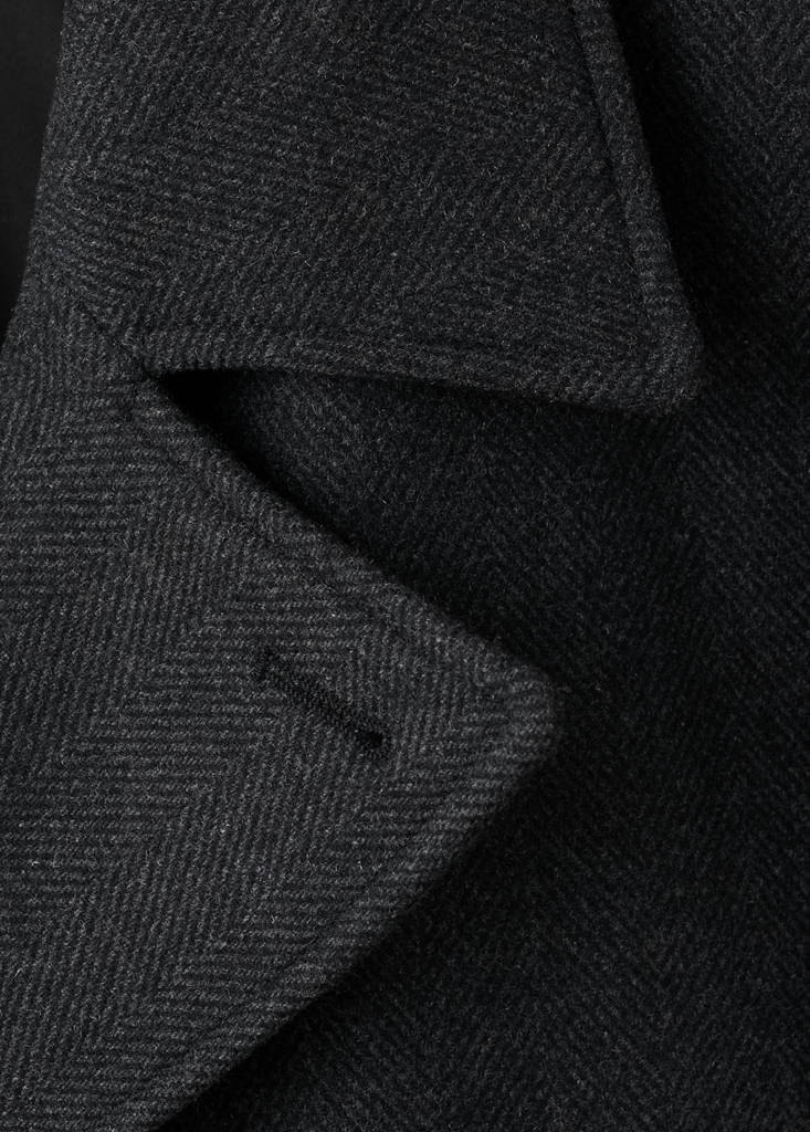Short double-breasted wool coat — Medium Heather Grey