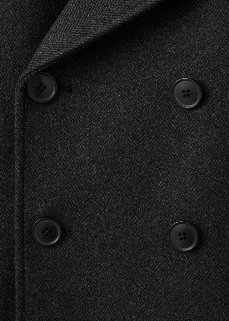 Short double-breasted wool coat — Medium Heather Grey