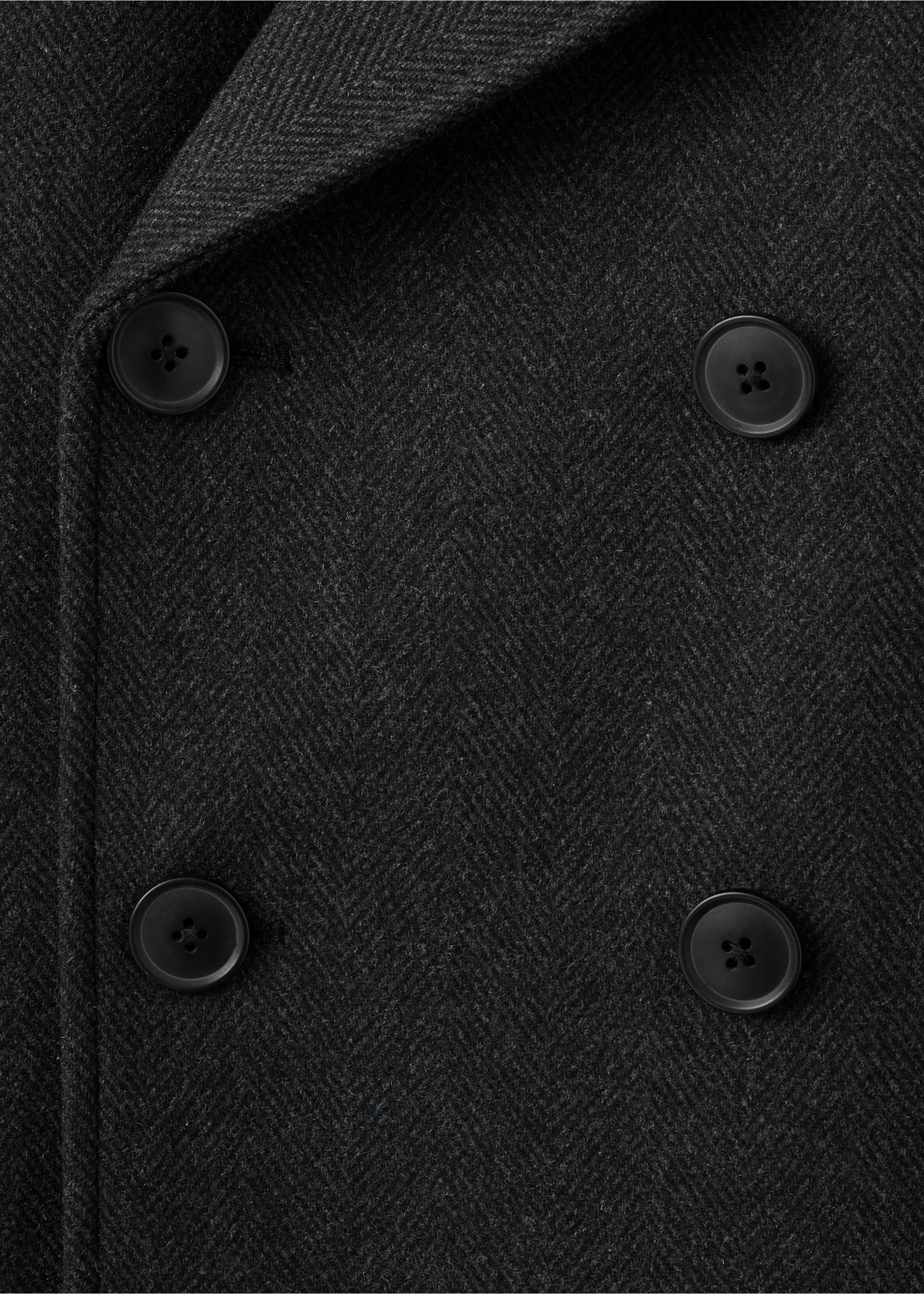 Short double-breasted wool coat - Details of the article 0, Medium Heather Grey. Ref: 27041178-00.