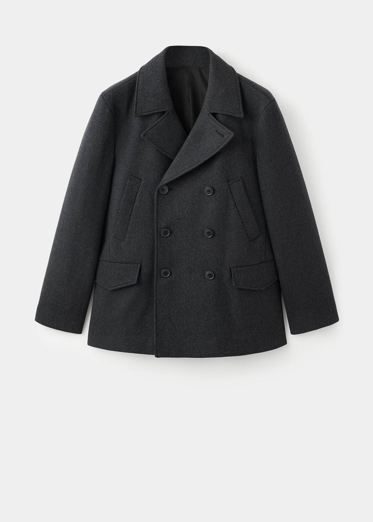 Short double-breasted wool coat — Medium Heather Grey