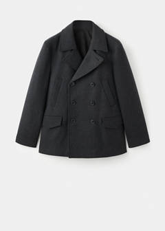 Short double-breasted wool coat — Medium Heather Grey 7