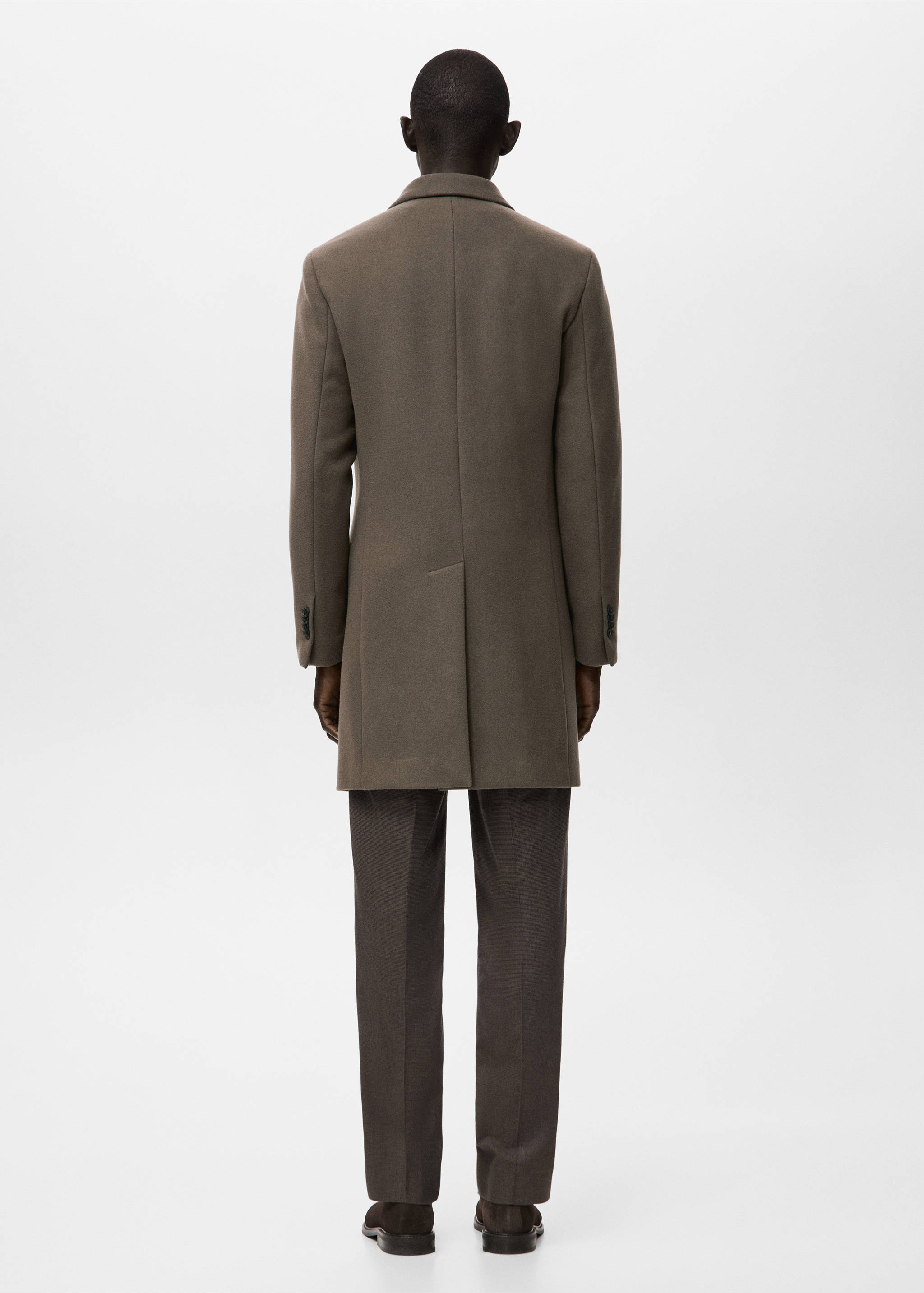 Wool coat with detachable inner collar - Reverse of the article, Medium Brown. Ref: 27041179-00.