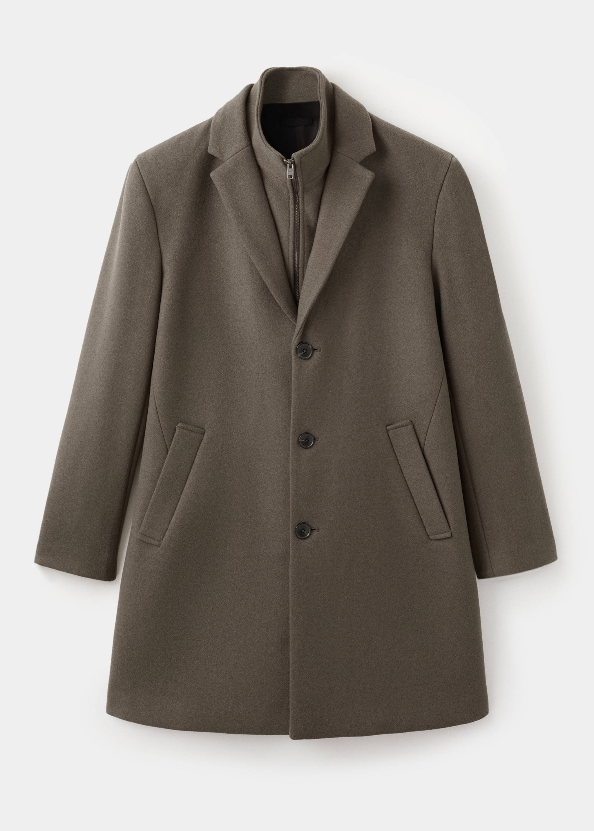 Wool coat with detachable inner collar - Article without model