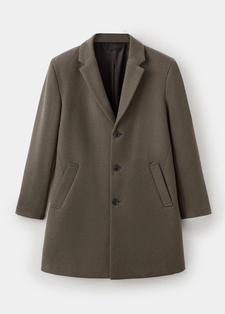 Wool coat with detachable inner collar — Medium Brown