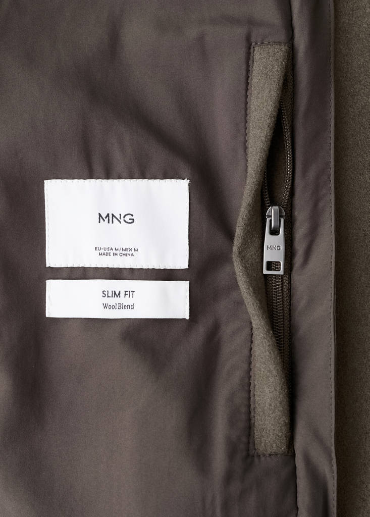 Wool coat with detachable inner collar — Medium Brown