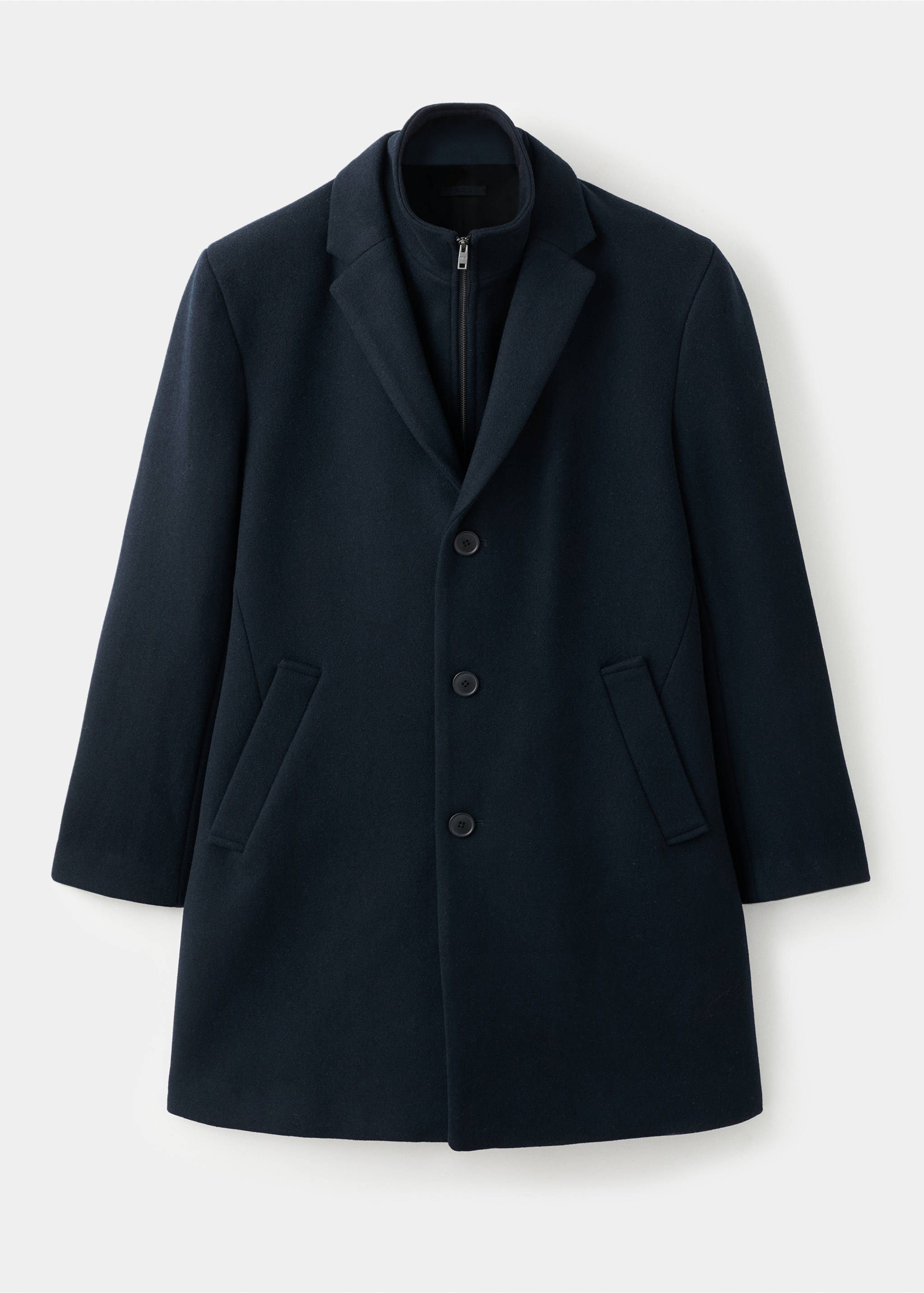 Wool coat with detachable inner collar - Article without model, Navy. Ref: 27041179-00.