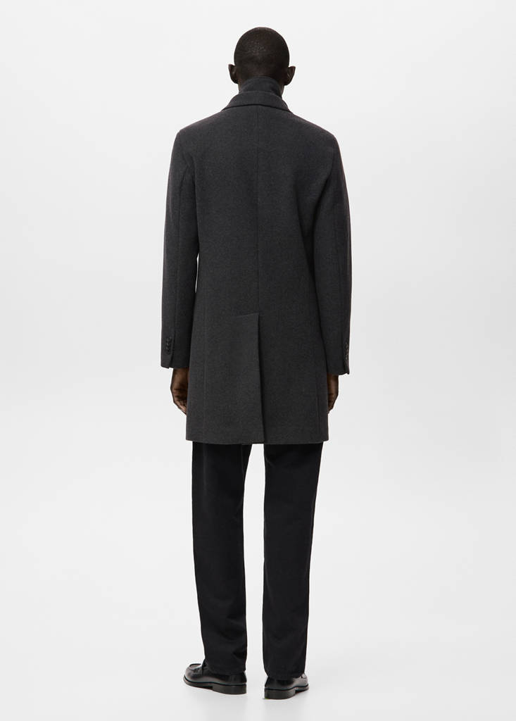 Wool coat with detachable inner collar — Dark Heather Grey