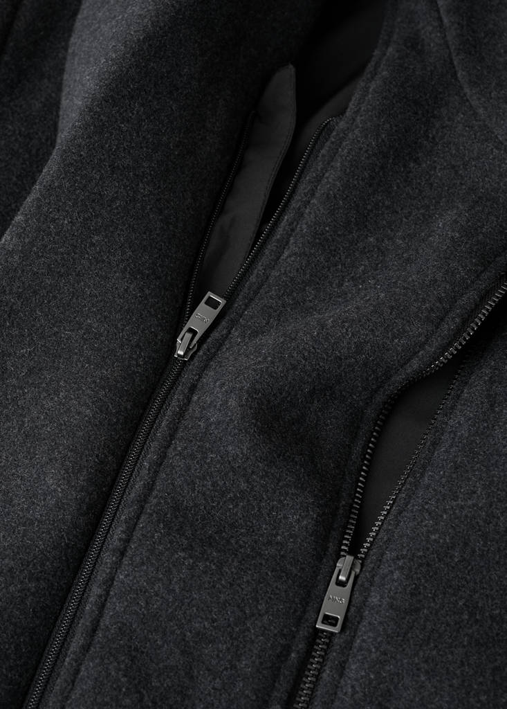 Wool coat with detachable inner collar — Dark Heather Grey