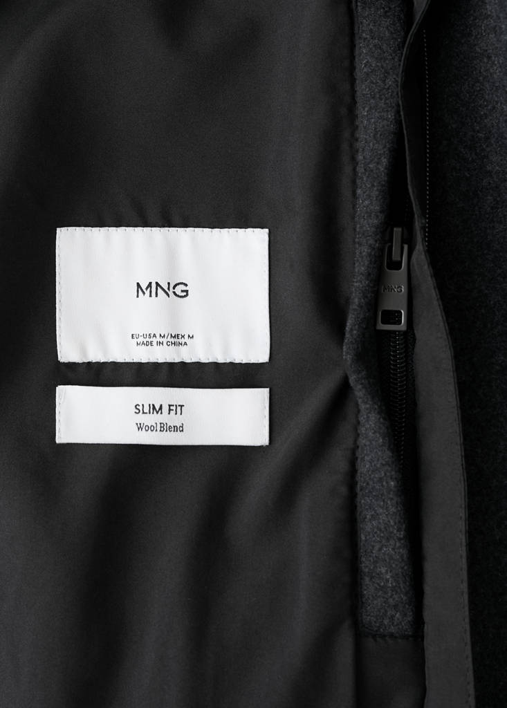Wool coat with detachable inner collar — Dark Heather Grey