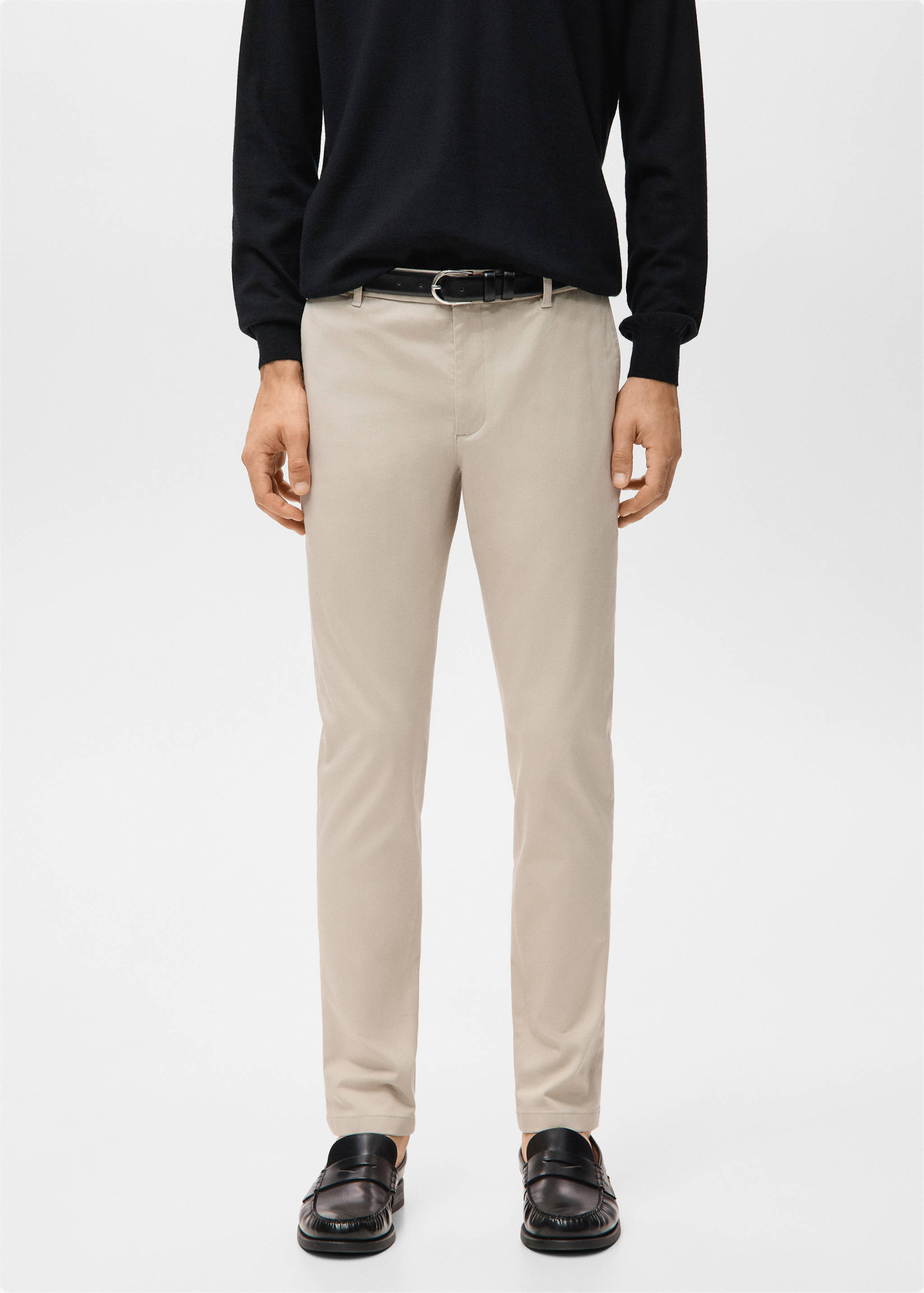 Barna super slim fit chino twill trousers - Medium plane