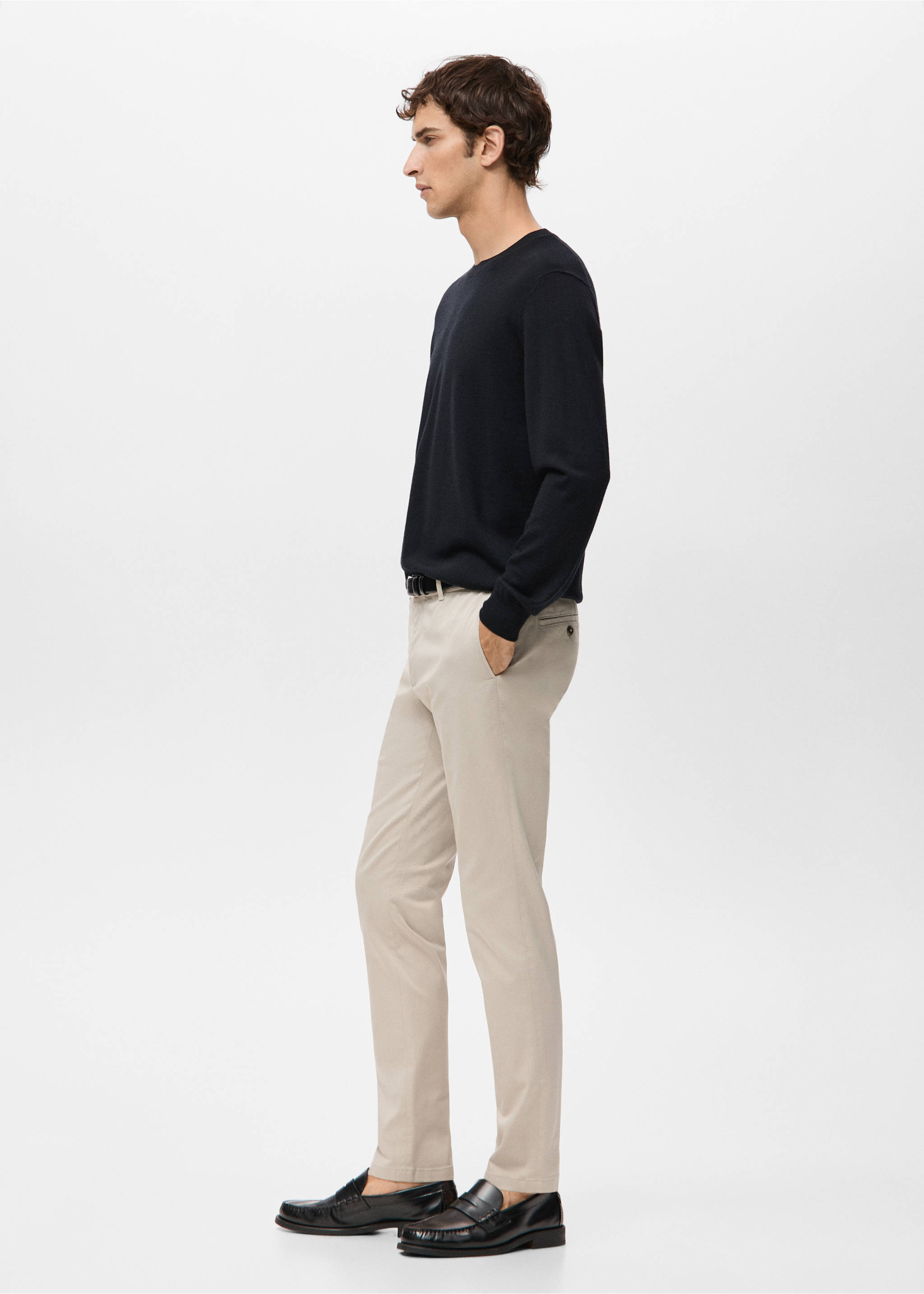 Pantalon Barna super slim-fit chino en sergé - Détail de l'article 2, Sable. Ref: 27041187-00.