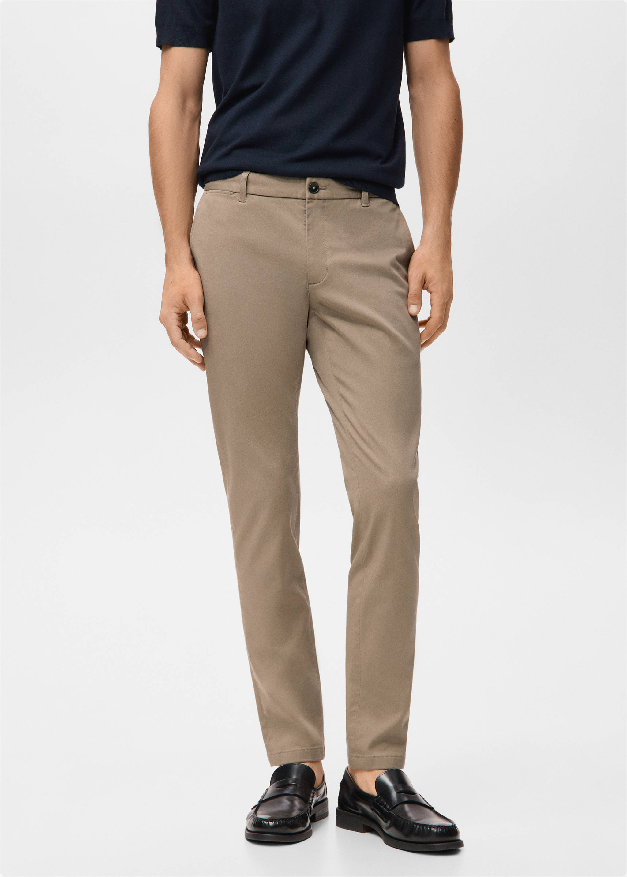 Barna super slim fit chino twill trousers - Medium plane