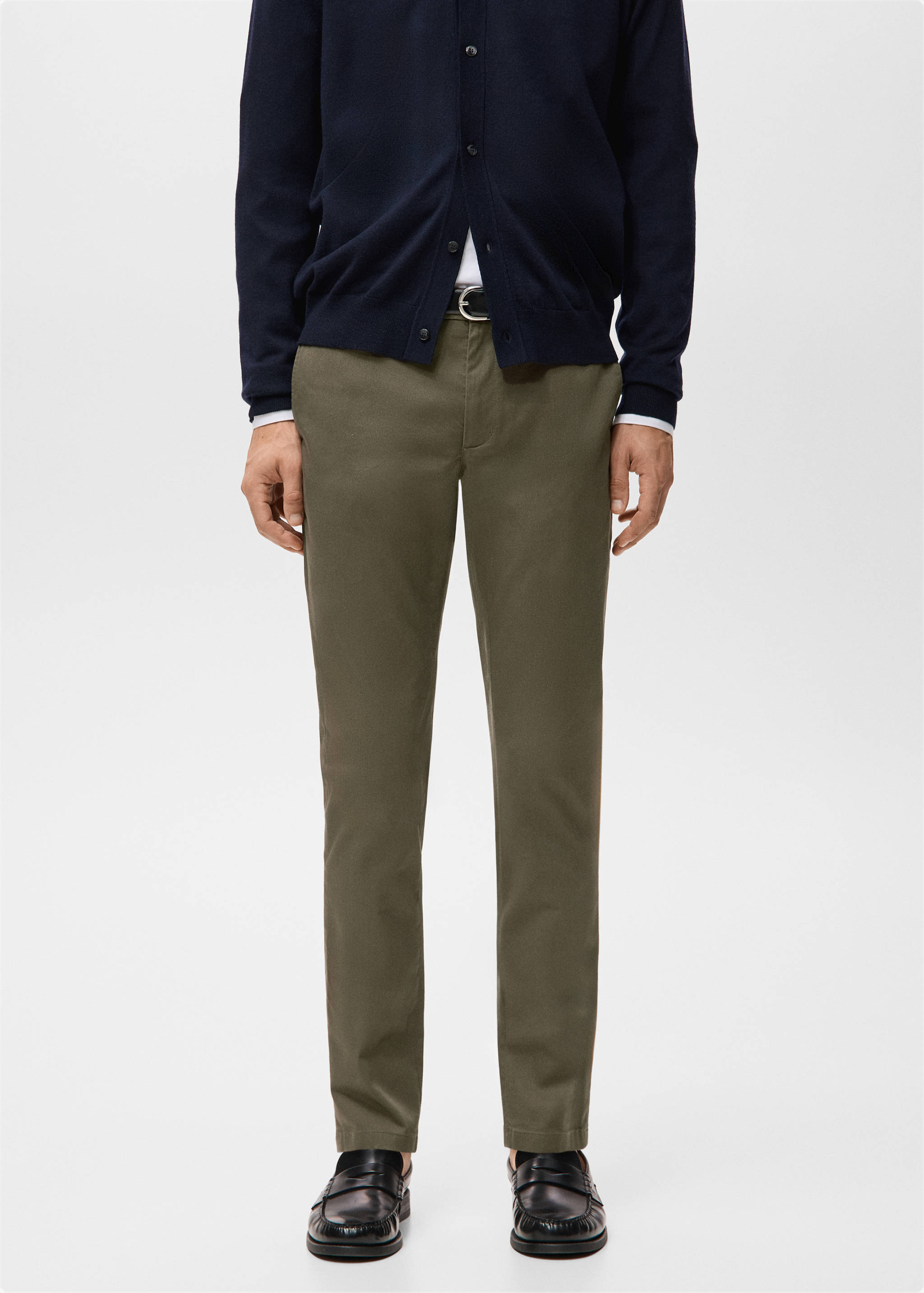 Barna super slim fit chino twill trousers - Medium plane