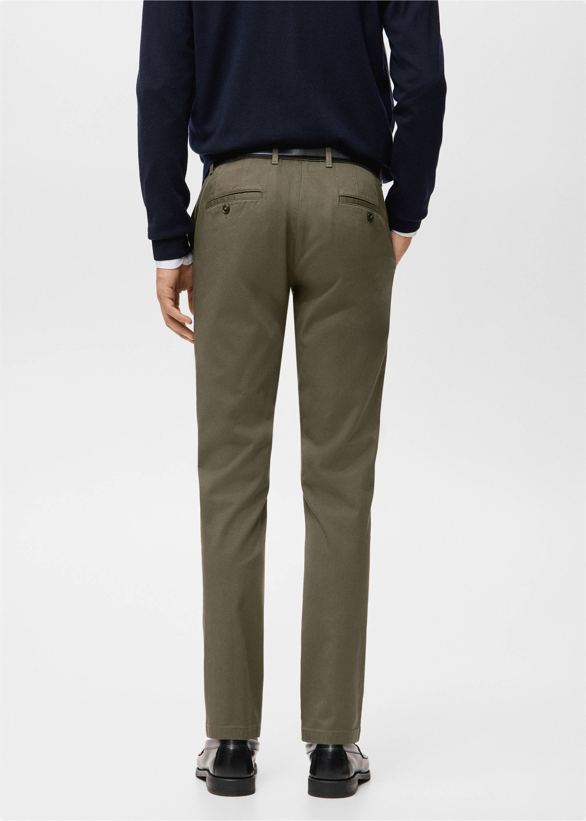 Pantaloni Barna super slim fit chino din serj - Spatele articolului, Kaki. Ref: 27041187-00.