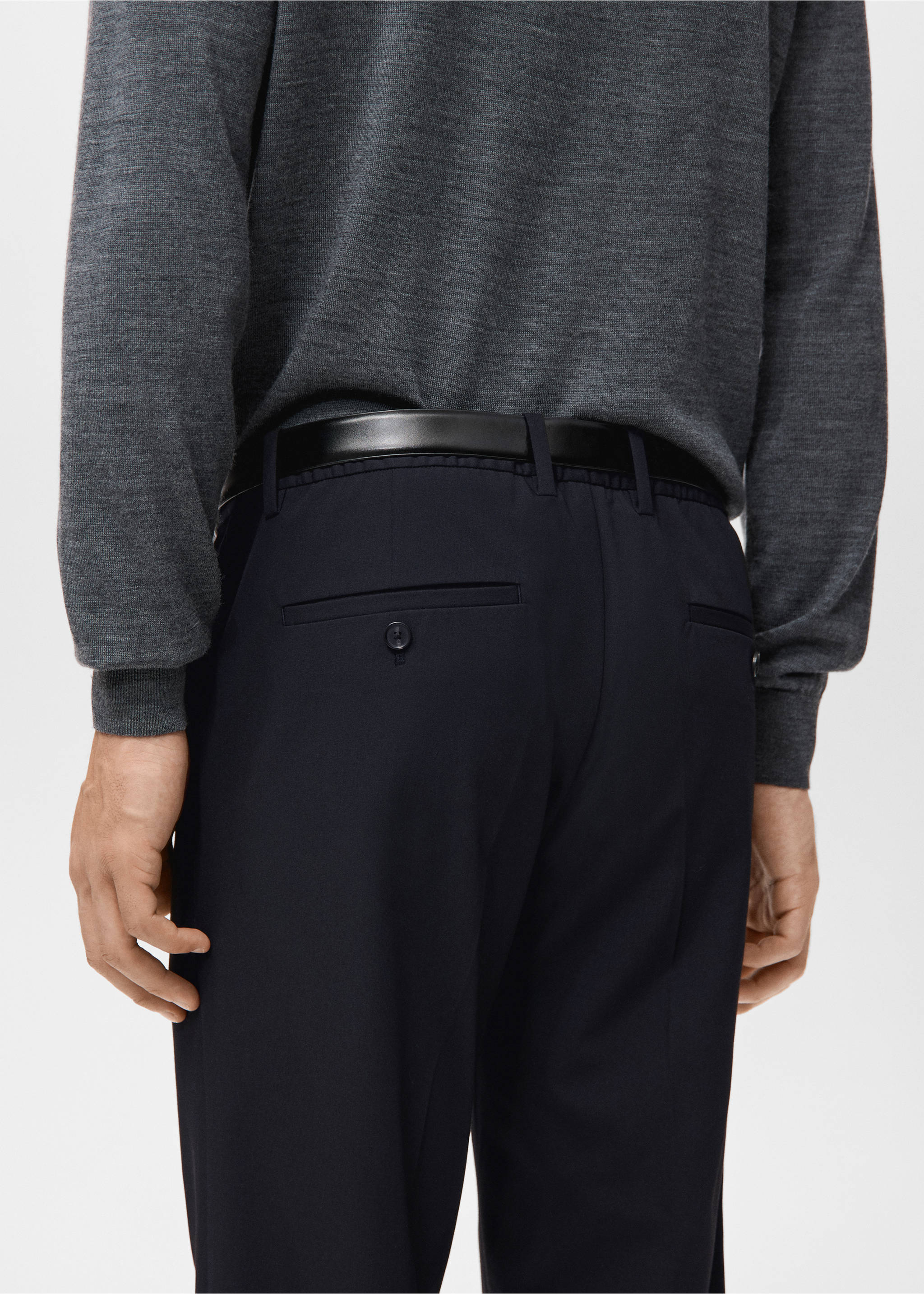 巴纳超修身版型棉质斜纹布长裤 - null, 海军蓝. Ref: 27041187-00.