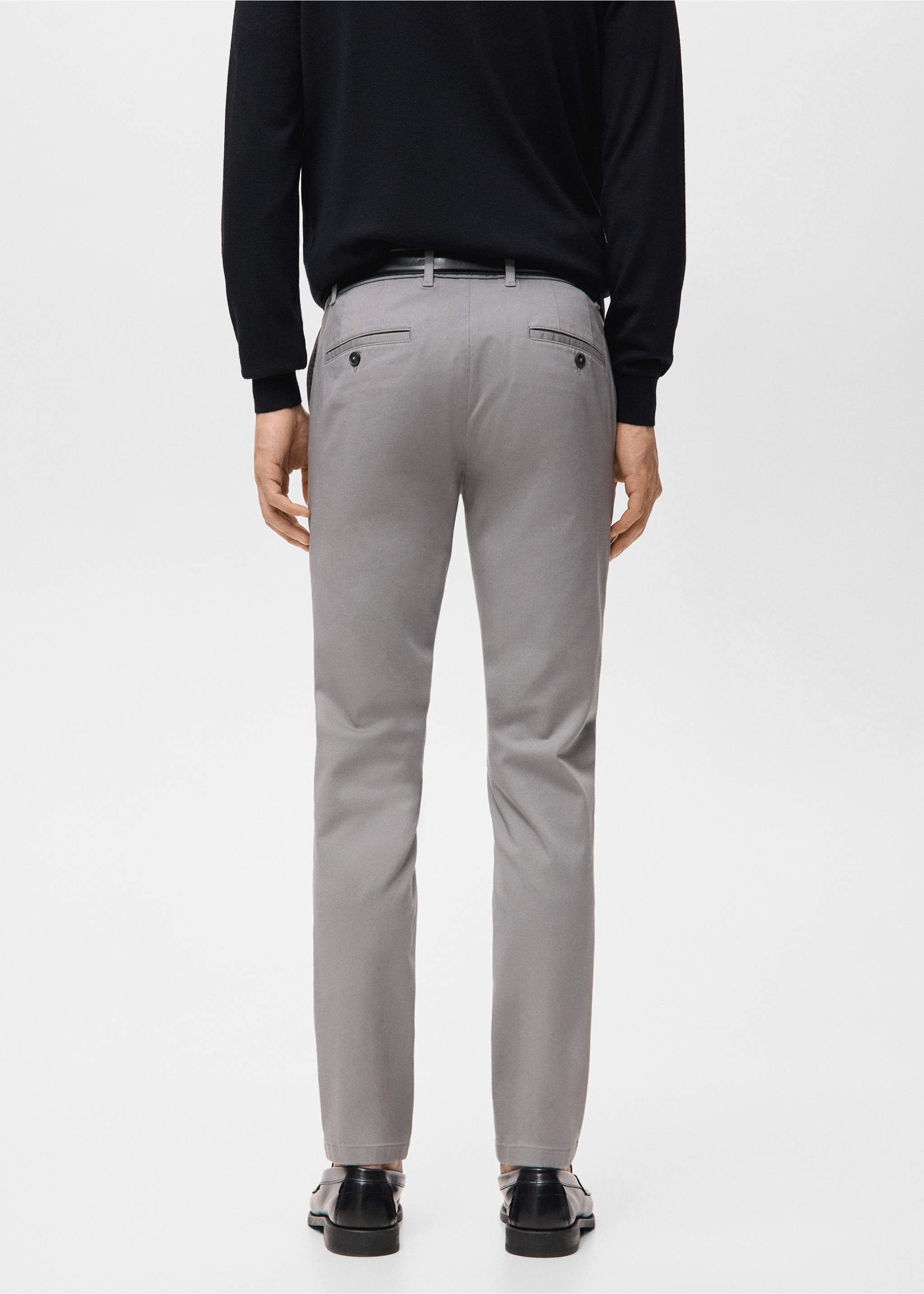 Pantaloni Barna super slim fit chino din serj - Spatele articolului, Gri deschis. Ref: 27041187-00.