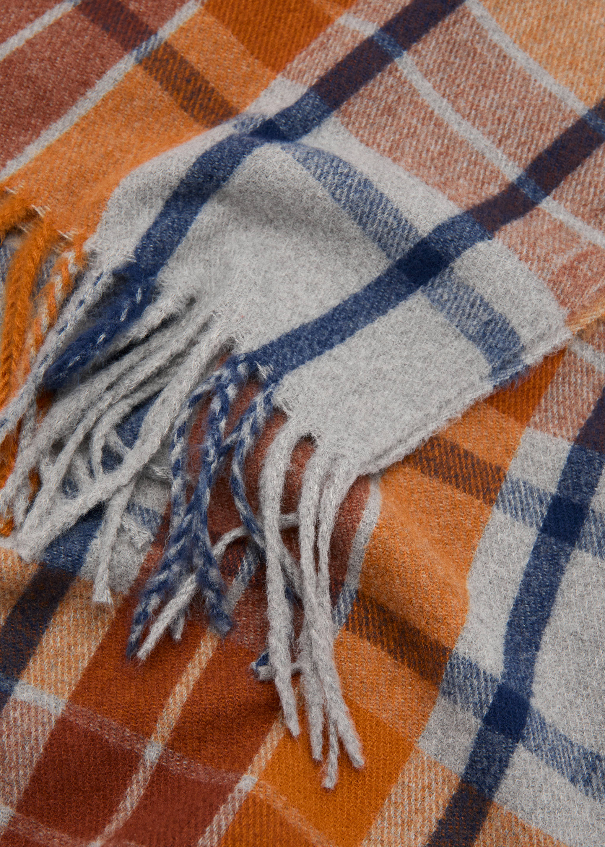 Check scarf with fringed ends - Details of the article 1