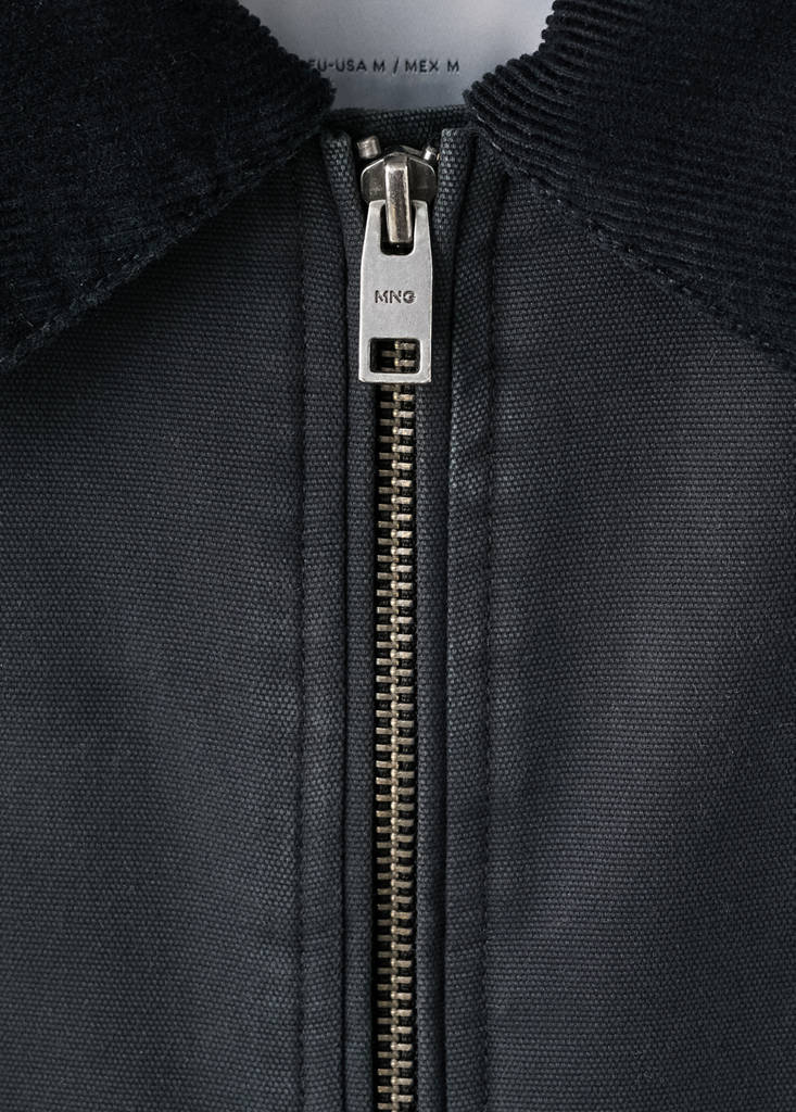 Quilted jacket with corduroy collar — Night Blue