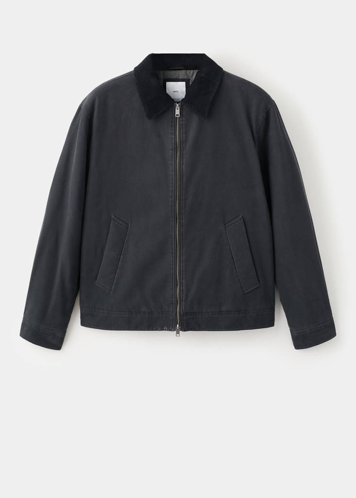 Quilted jacket with corduroy collar — Night Blue
