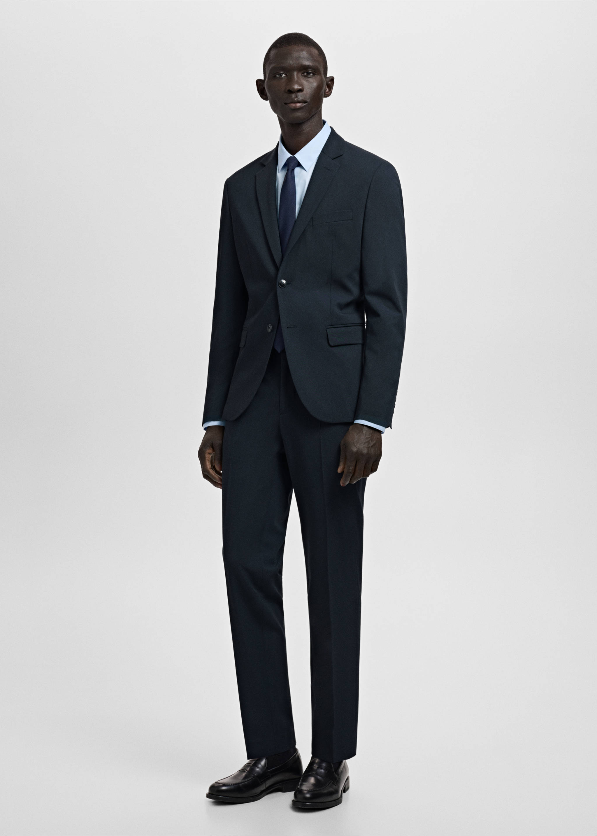 弹力面料超修身西装夹克 - null, 深海军蓝. Ref: 27041195-00.