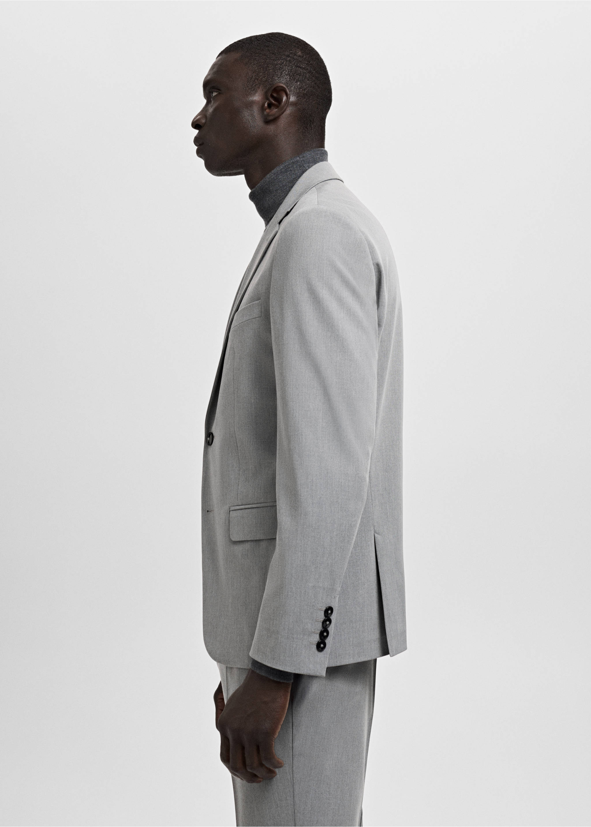 Dressjakke i stretchstoff, super slim-fit - Artikkeldetalj 2, Grå. Ref: 27041196-00.