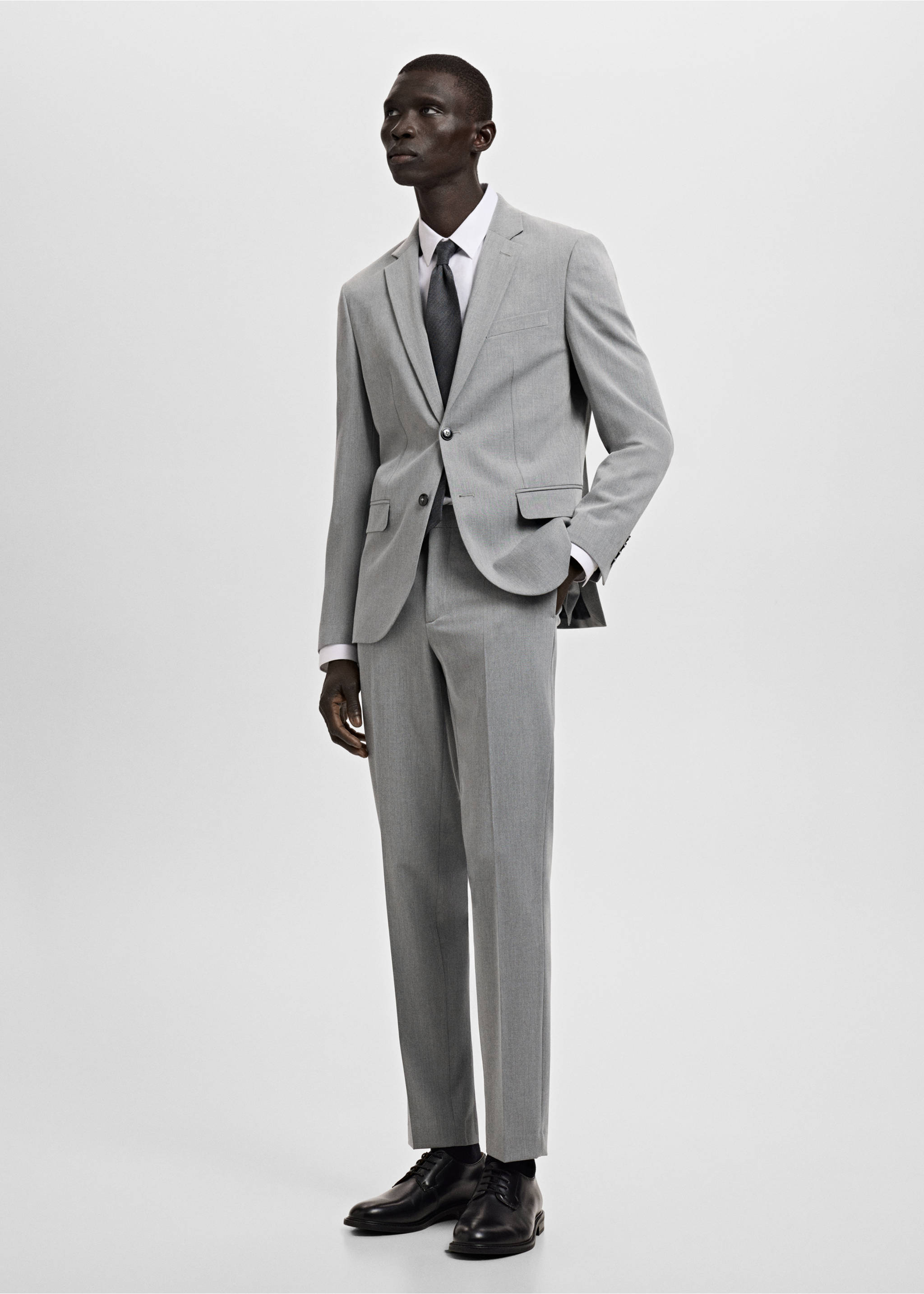 Σακάκι κοστουμιού super slim fit ύφασμα stretch - Γενικό πλάνο, Γκρι. Ref: 27041196-01.