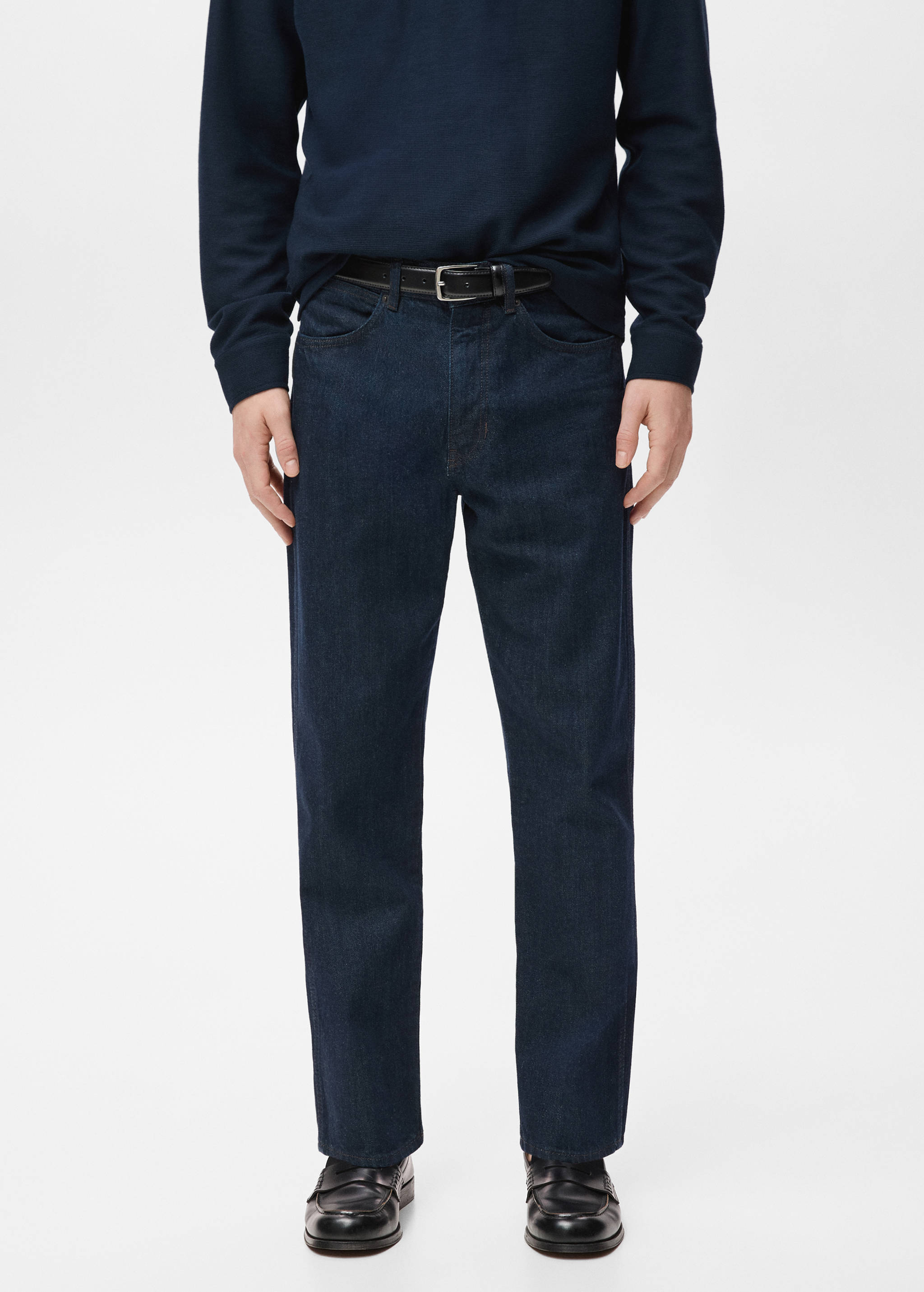 Regular fit cropped jeans van 100% katoen - Middenvlak