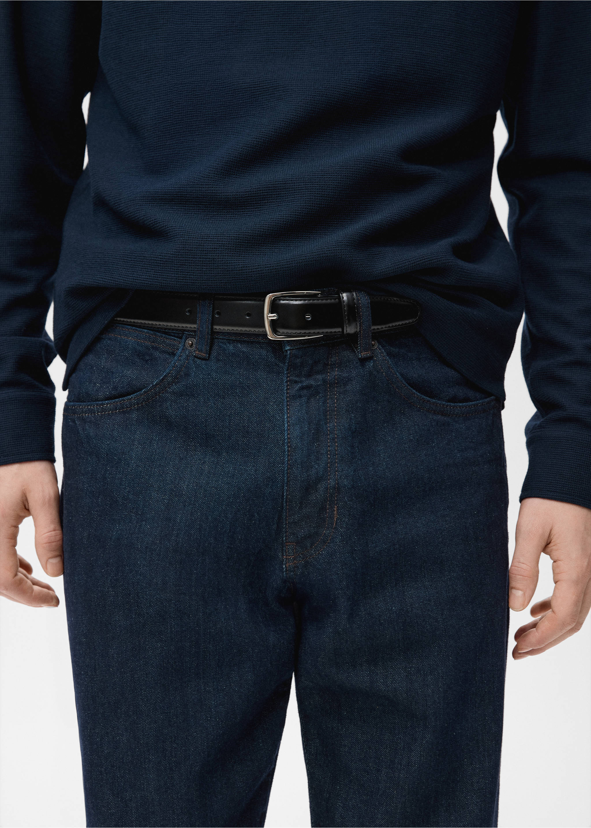 100% cotton regular fit cropped jeans - Details of the article 1, Open Blue. Ref: 27041199-00.