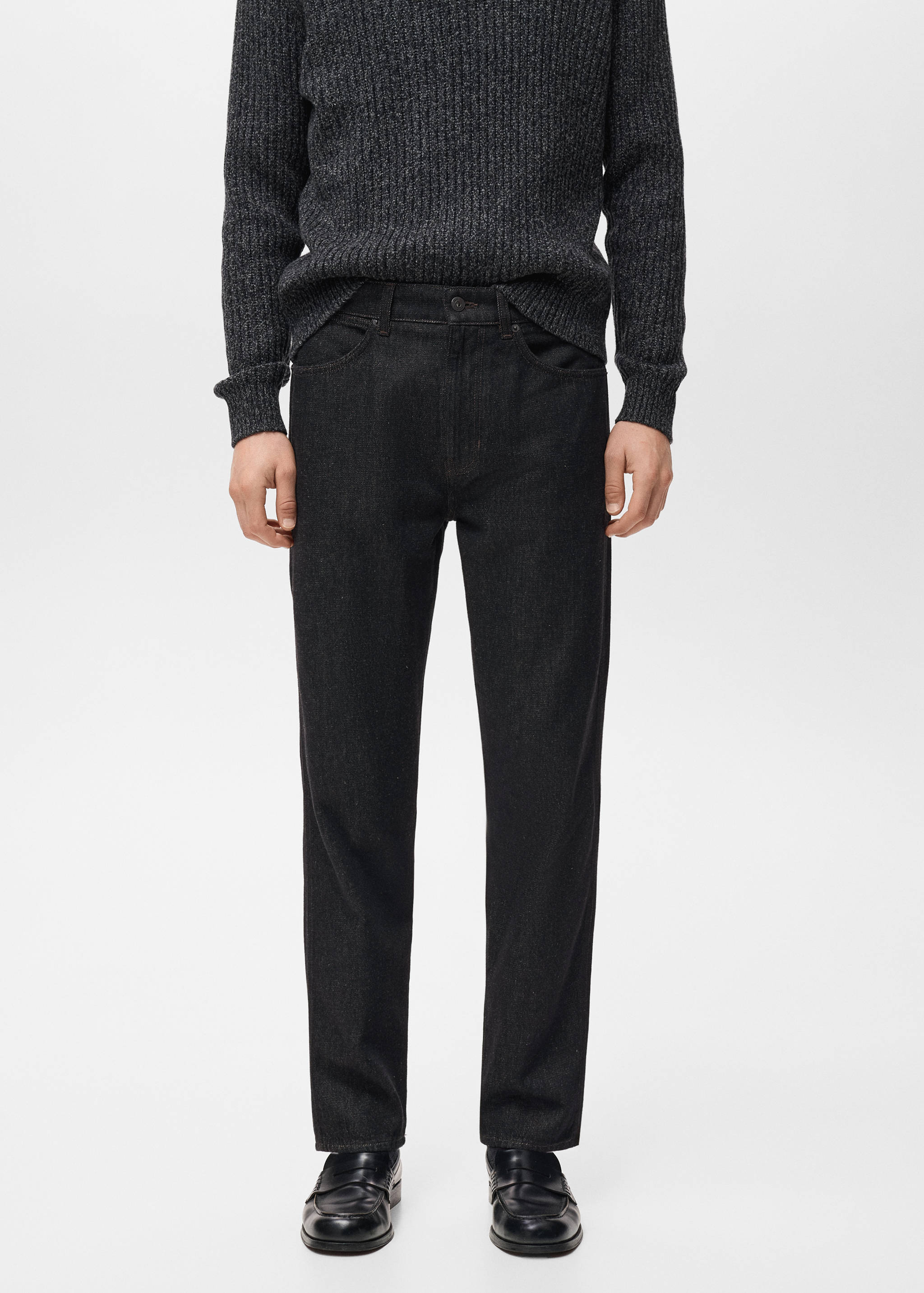 Regular fit cropped jeans van 100% katoen - Middenvlak