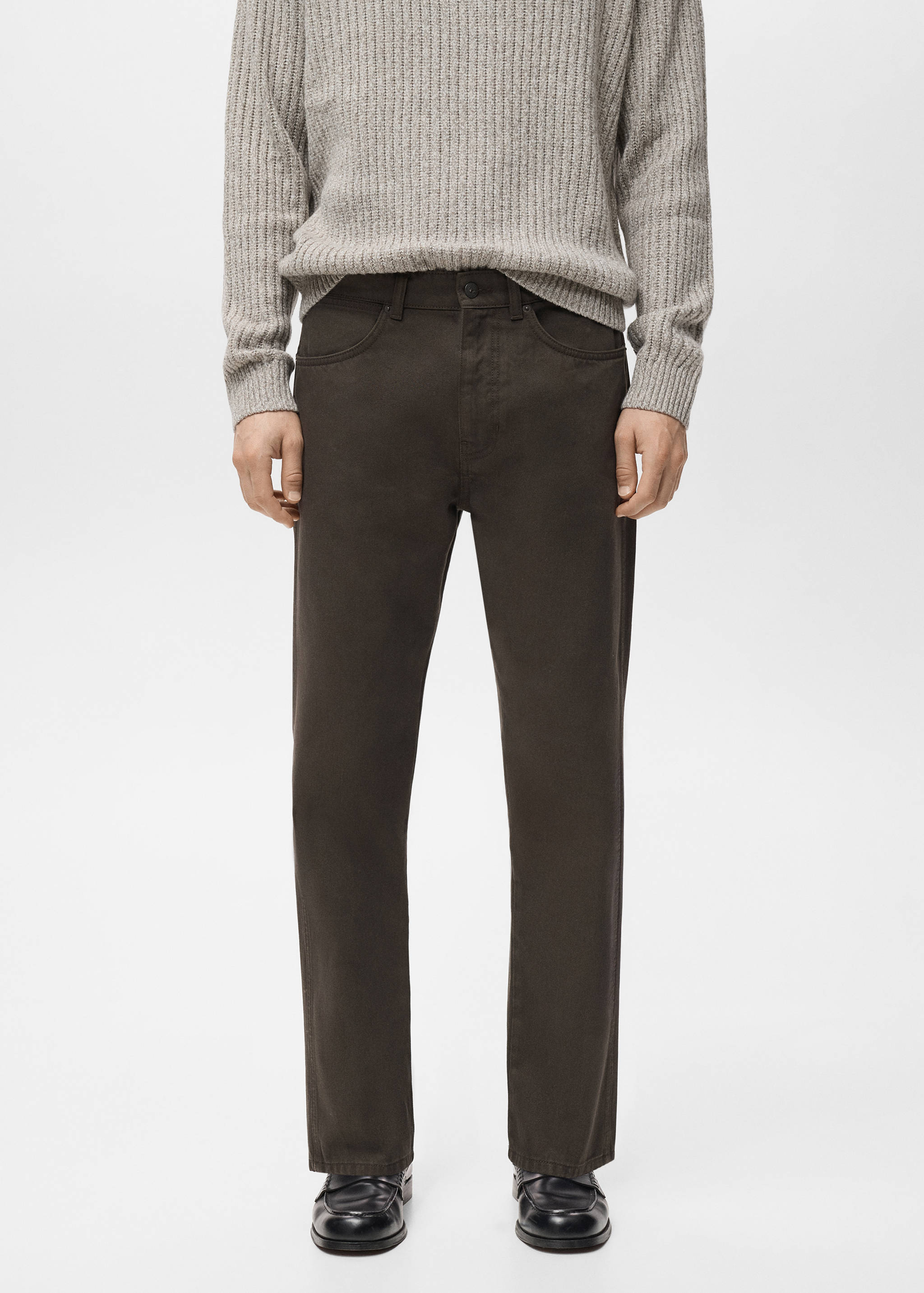 Regular fit cropped jeans van 100% katoen - Middenvlak