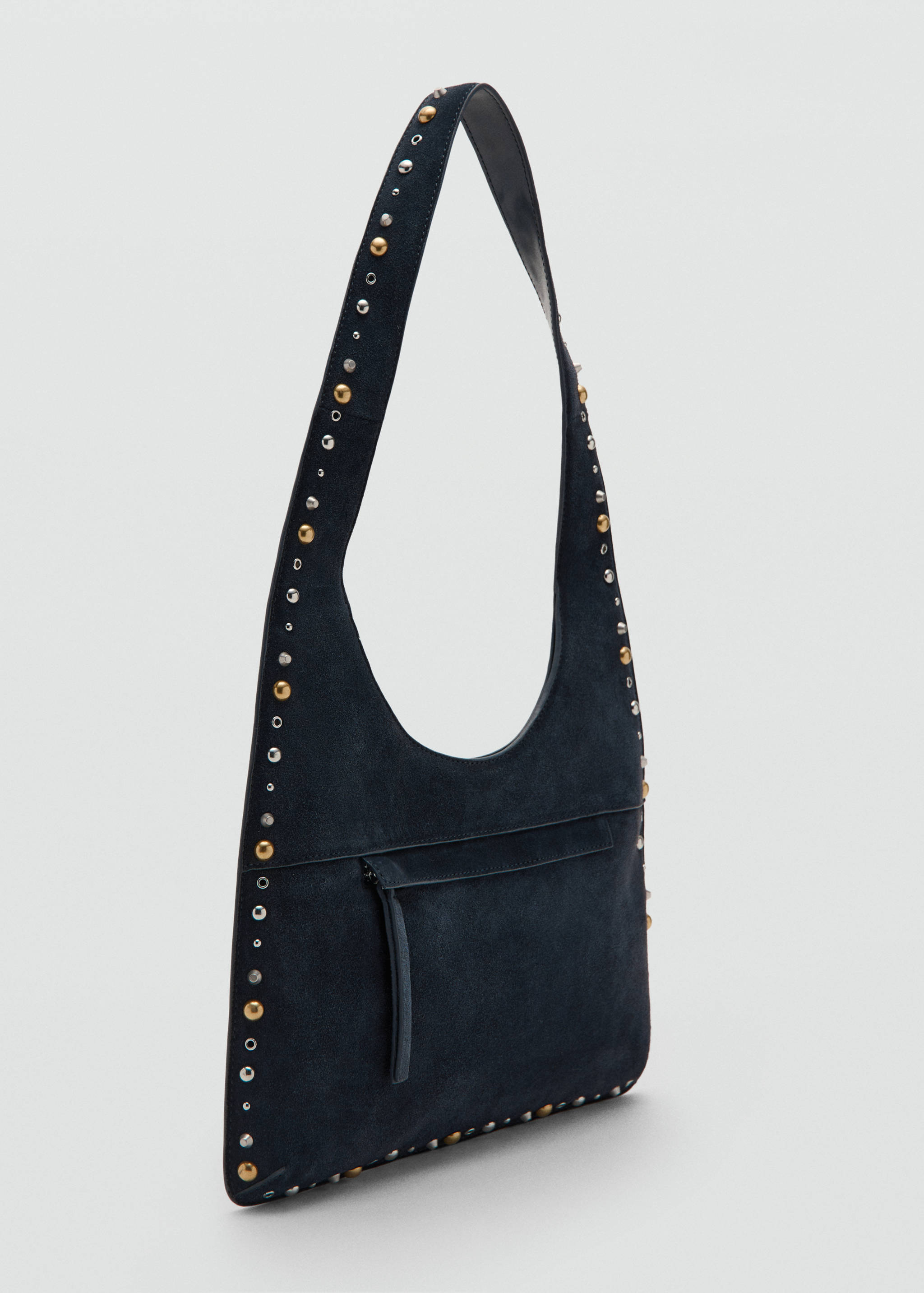 Suede studded shoulder bag - Medium plane