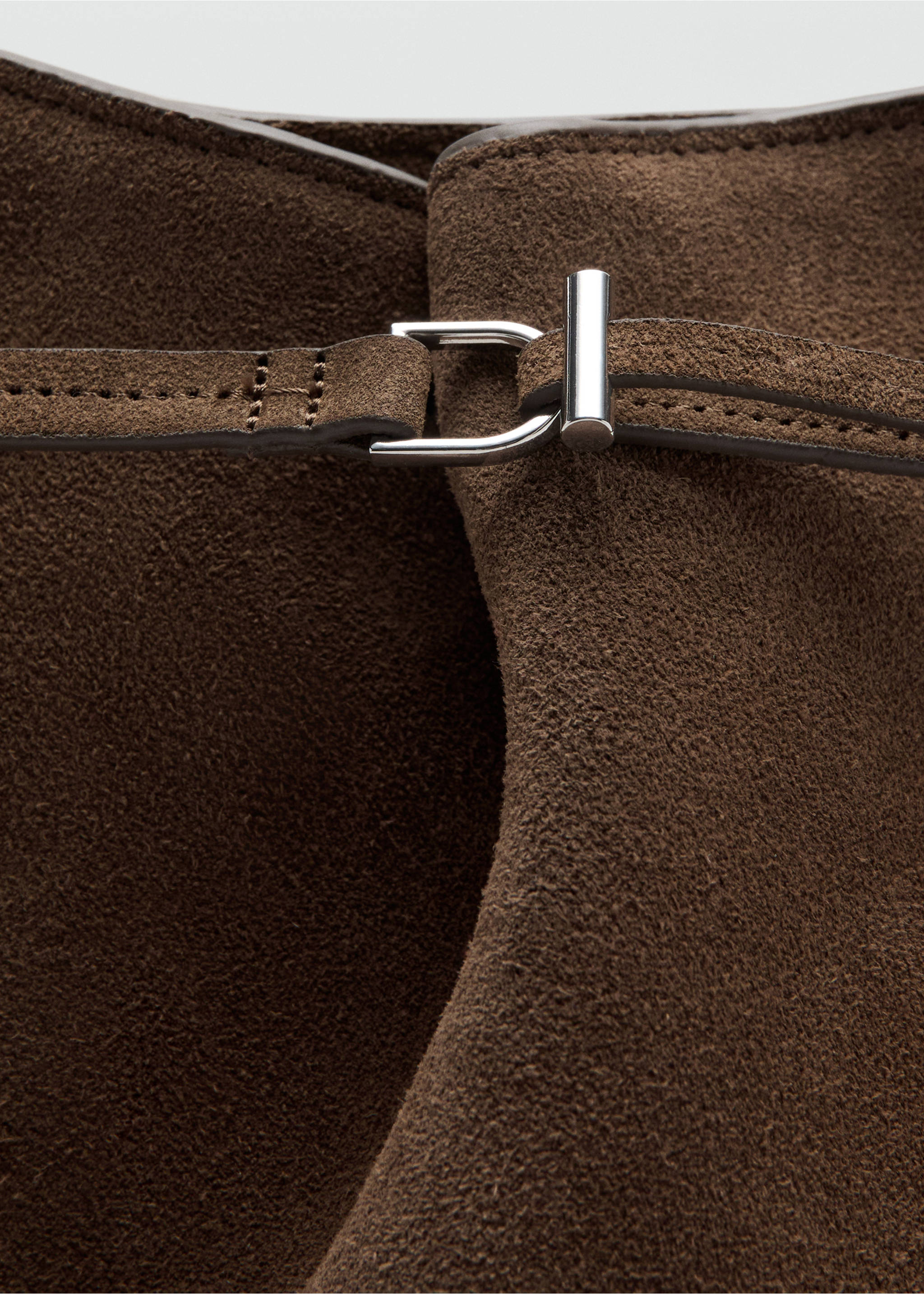 حقيبة دلو من جلد السويد - تفاصيل المنتج 1, بني. Ref: 27041211-00.