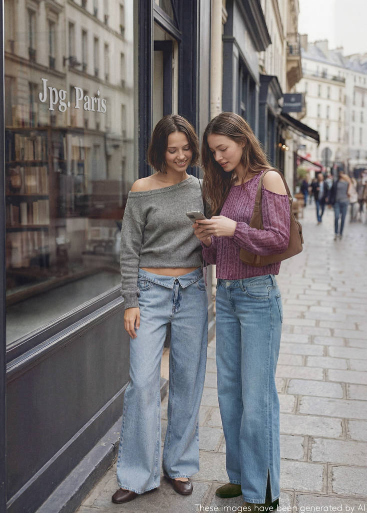Wide leg jeans with openings — Medium Blue