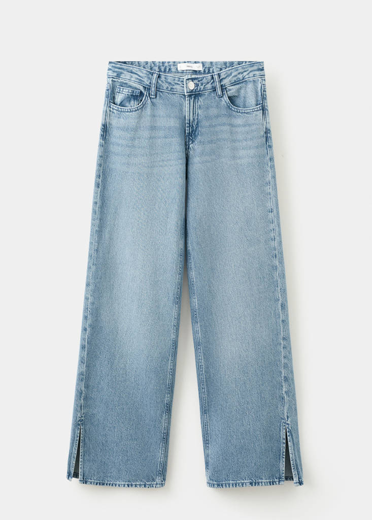 Wide leg jeans with openings — Medium Blue
