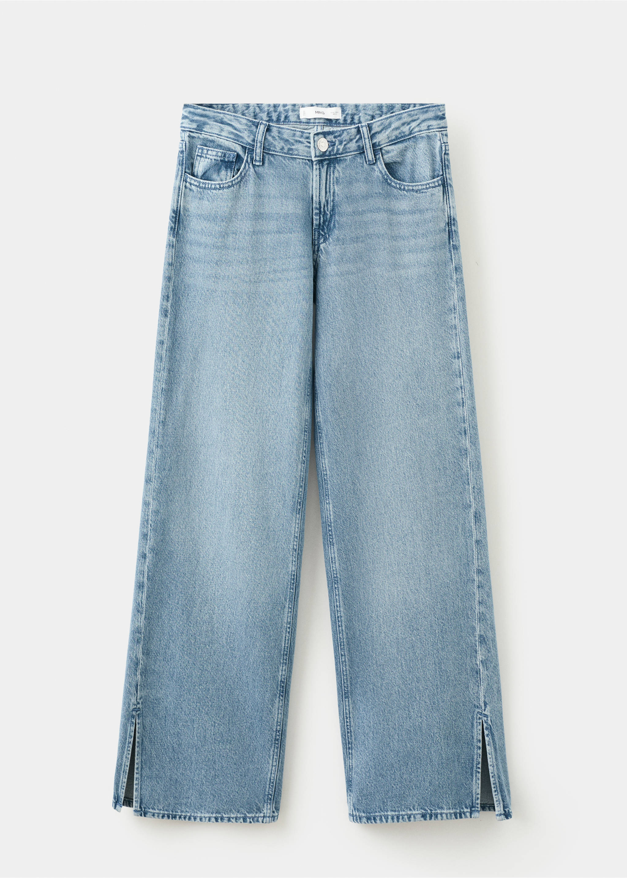 Wide-Leg-Jeans mit Schlitzen - Artikel ohne Model, Mittelblau. Ref: 27041213-00.