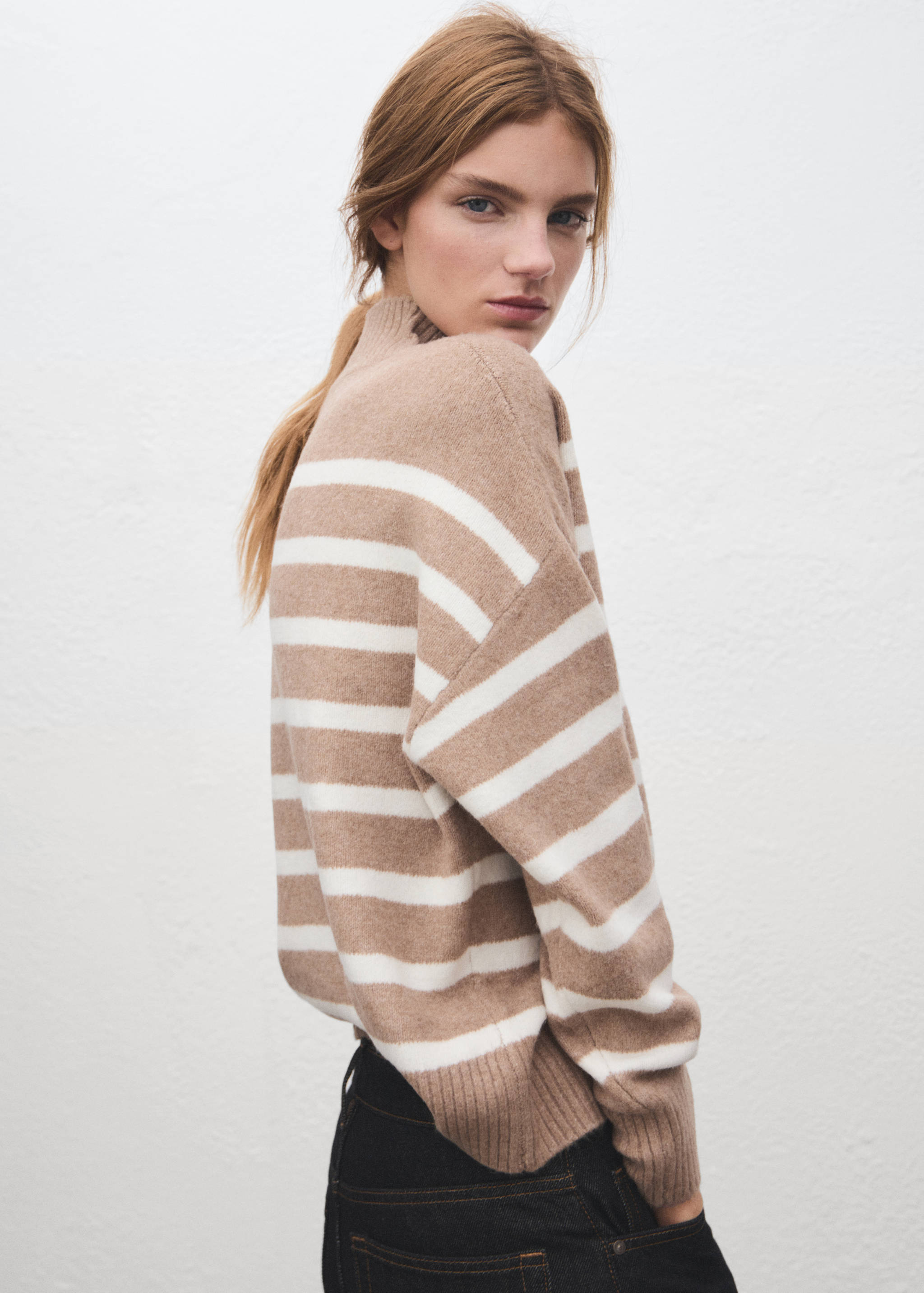 Oversized striped turtleneck sweater - Medium plane
