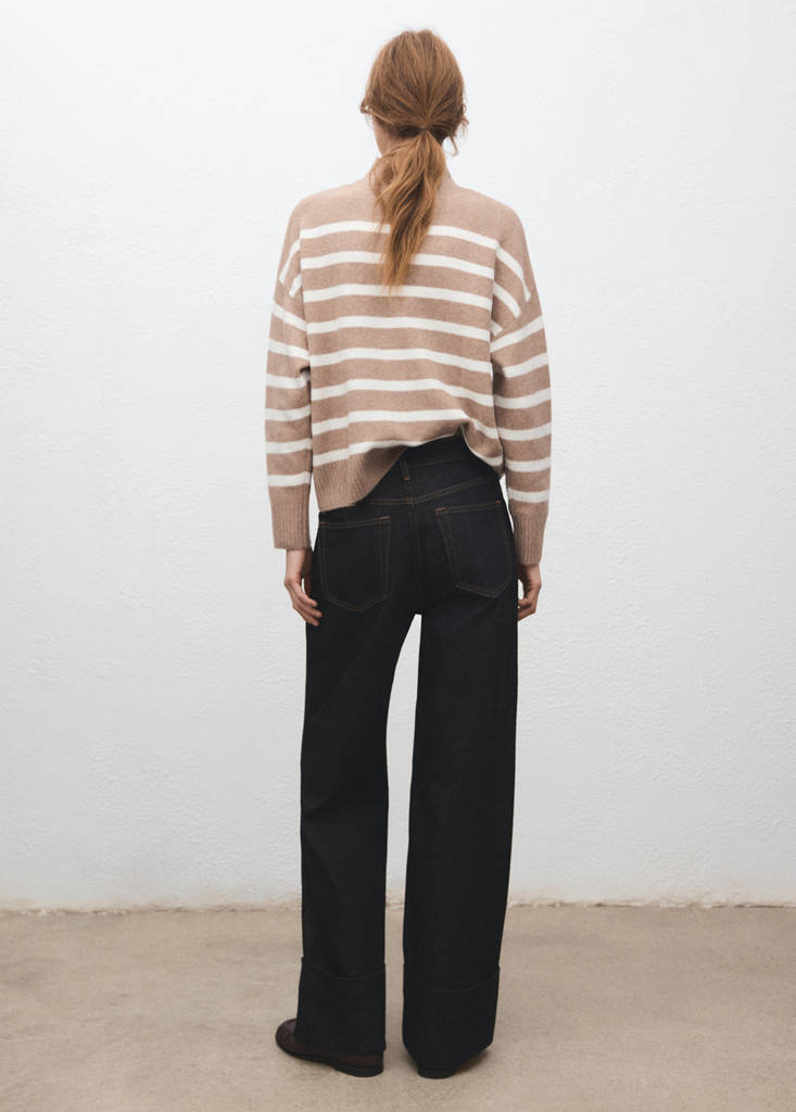Oversized striped turtleneck sweater — Light/Pastel Grey