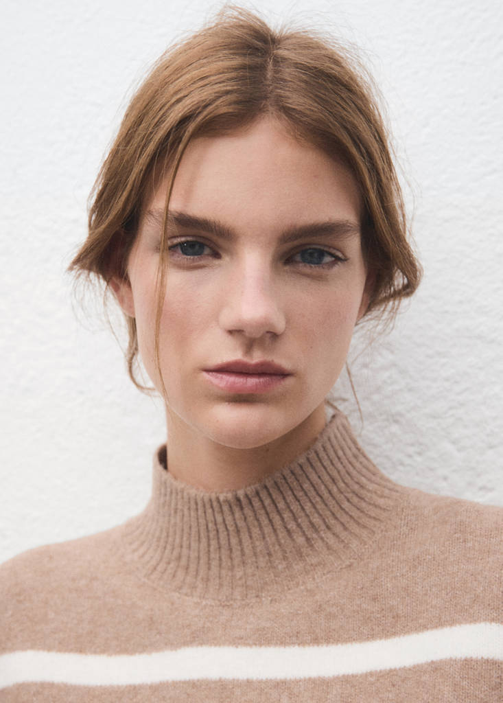 Oversized striped turtleneck sweater — Light/Pastel Grey