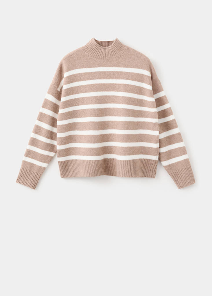 Oversized striped turtleneck sweater — Light/Pastel Grey